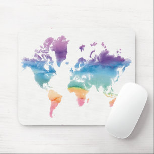 Tapis De Souris Carte du monde aquarelle
