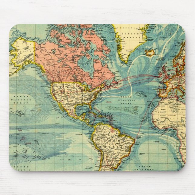 Tapis De Souris Carte du monde avec États-Unis (Devant)