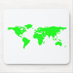 Tapis De Souris Carte du monde blanc vert