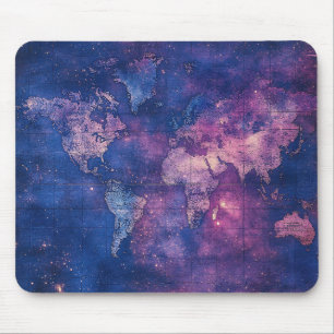 Tapis De Souris Carte du monde céleste vintage Royal Purple