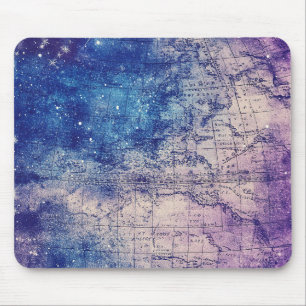 Tapis De Souris Carte du monde céleste violet mystique