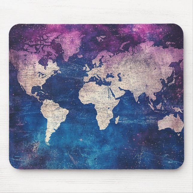 Tapis De Souris Carte du monde céleste violette de la Renaissance (Devant)