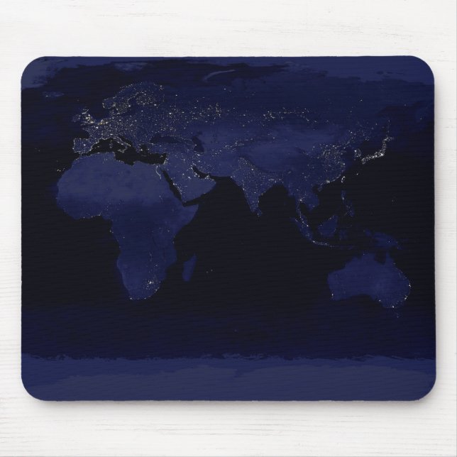 Tapis De Souris Carte du monde de la Terre Ville Lumières de nuit  (Devant)