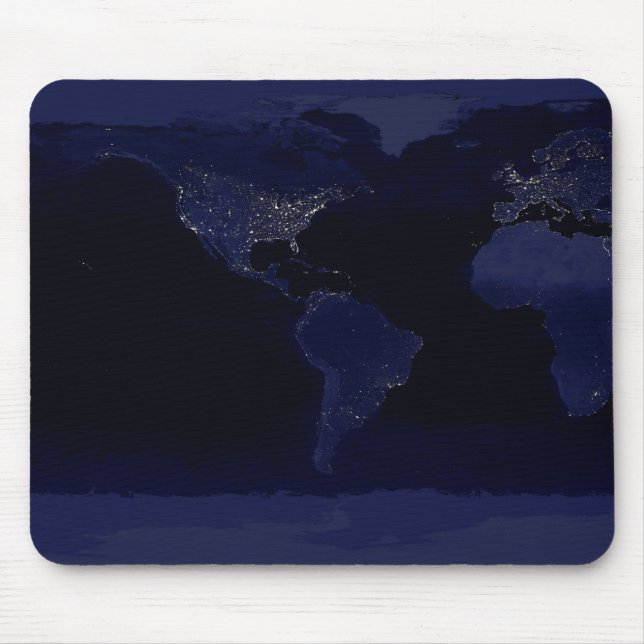 Tapis De Souris Carte du monde de la Terre Ville Lumières de nuit  (Devant)