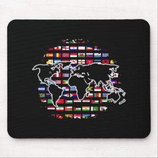 Tapis De Souris Carte du monde de World Travel Map Drapeaux intern