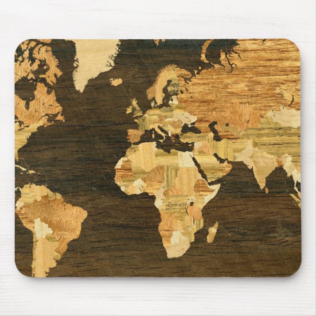 Tapis De Souris Carte du monde en bois (Devant)