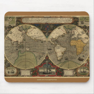 Tapis De Souris "Carte du monde Hondius 1595" Plaque de souris d'a