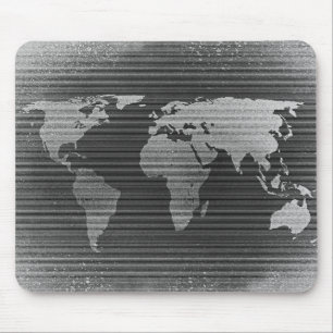 Tapis De Souris Carte du monde noir et blanc
