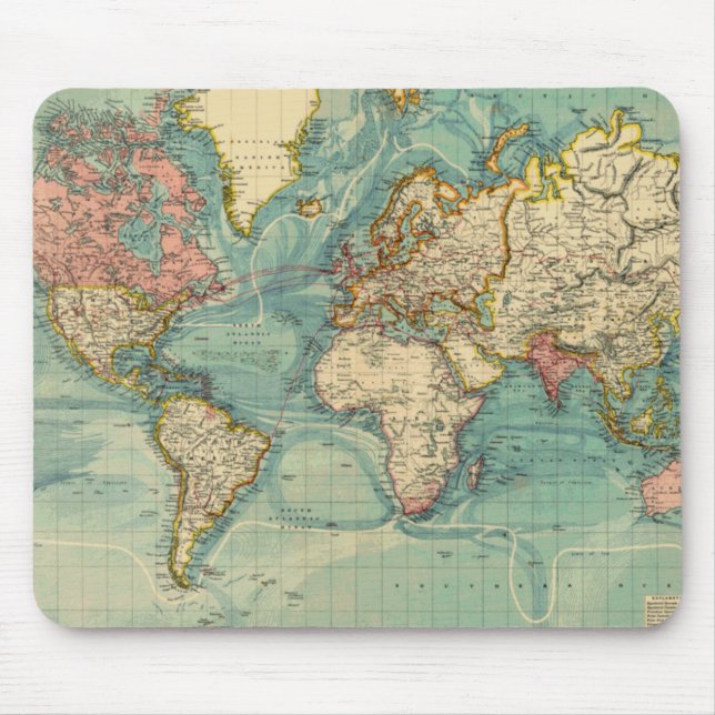 Tapis De Souris Carte du monde vintage (Devant)