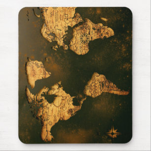 Tapis De Souris Carte du monde vintage Art de cartographie antique