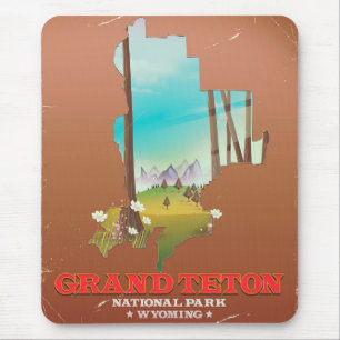 Tapis De Souris Carte du Wyoming du parc national du Grand Teton