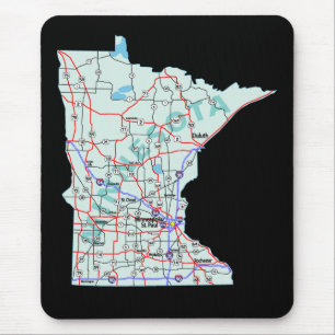 Tapis De Souris Carte d'un état à un autre Mousepad du Minnesota