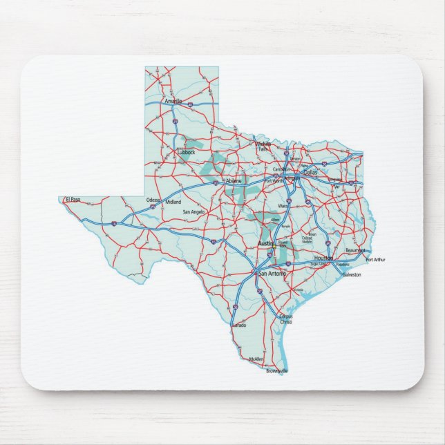 Tapis De Souris Carte d'un état à un autre Mousepad du Texas (Devant)