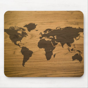Tapis De Souris Carte en bois du monde de grain