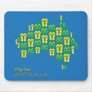 Tapis De Souris Carte faite de thongs australiens