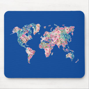 Tapis De Souris Carte Floral World