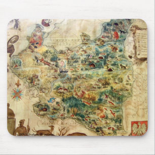 TAPIS DE SOURIS CARTE HISTORIQUE DE LA POLOGNE 1939 MOUSEPAD