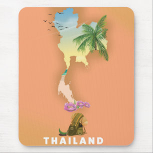 Tapis De Souris Carte illustrée de Thaïlande