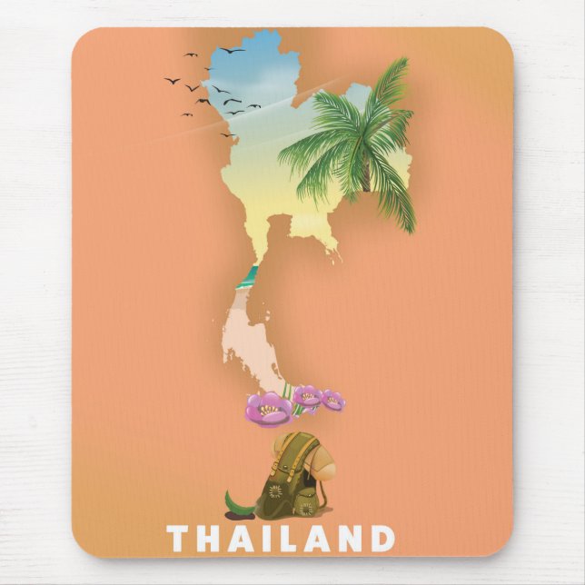 Tapis De Souris Carte illustrée de Thaïlande (Devant)