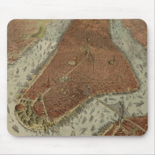 Tapis De Souris Carte imagée vintage de New York City (1879) 2