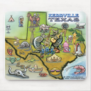 Tapis De Souris Carte Kerrville TEXAS Tee