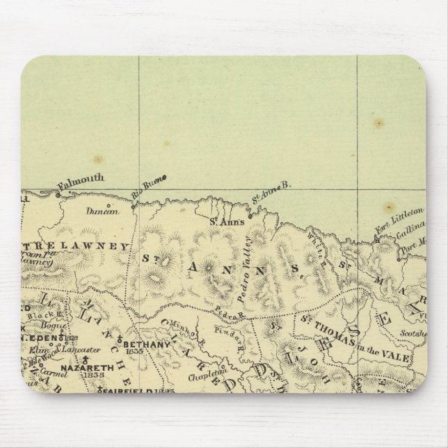 Tapis De Souris Carte lithographiée de la Jamaïque (Devant)