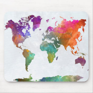 Tapis De Souris Carte Mondiale De L'Aquarelle