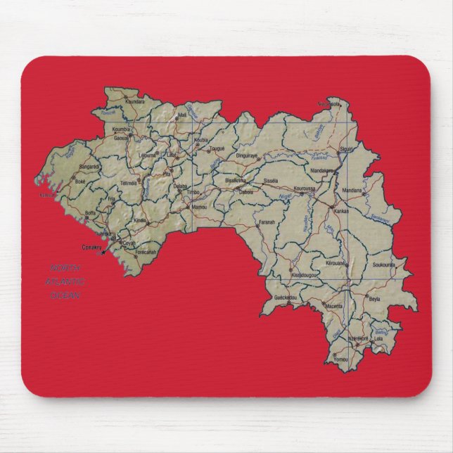 Tapis De Souris Carte Mousepad de Guinée-Conakry (Devant)