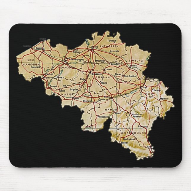 Tapis De Souris Carte Mousepad de la Belgique (Devant)