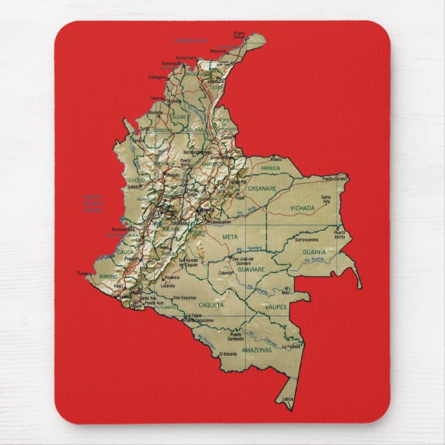 Tapis De Souris Carte Mousepad de la Colombie (Devant)