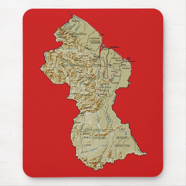 Tapis De Souris Carte Mousepad de la Guyane (Devant)