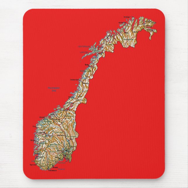Tapis De Souris Carte Mousepad de la Norvège (Devant)