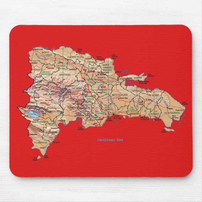 Tapis De Souris Carte Mousepad de la République Dominicaine (Devant)