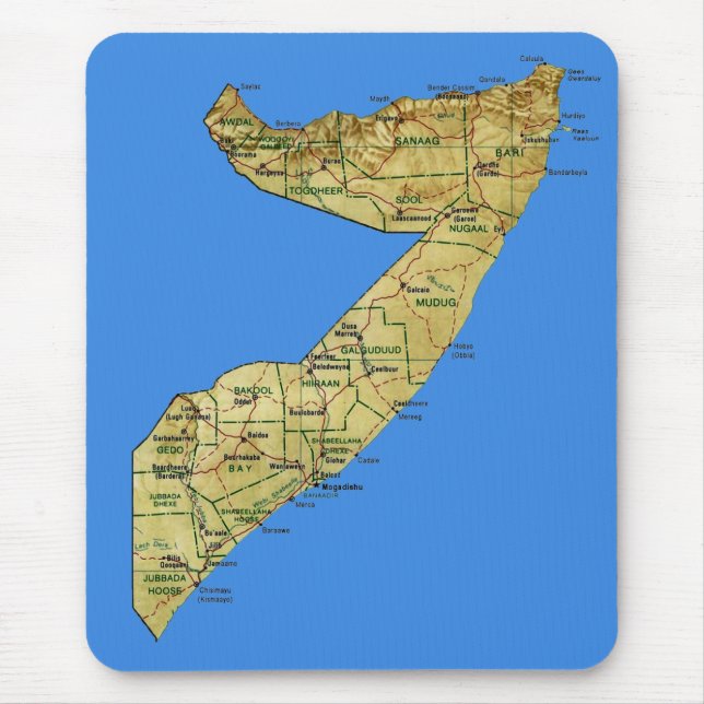 Tapis De Souris Carte Mousepad de la Somalie (Devant)