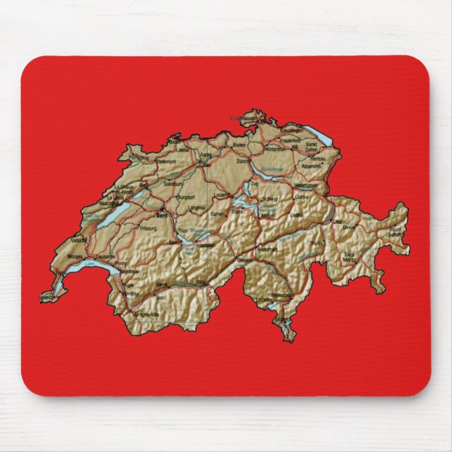 Tapis De Souris Carte Mousepad de la Suisse (Devant)