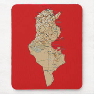 Tapis De Souris Carte Mousepad de la Tunisie