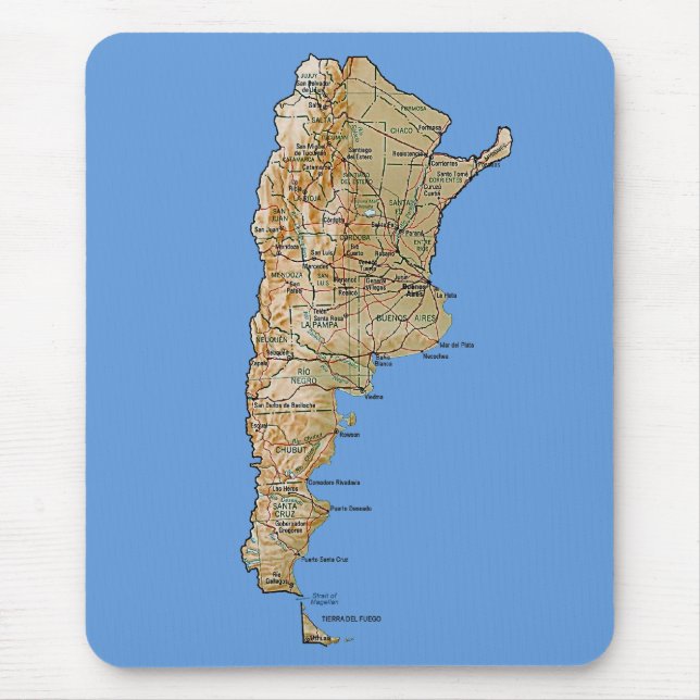 Tapis De Souris Carte Mousepad de l'Argentine (Devant)