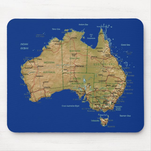 Tapis De Souris Carte Mousepad de l'Australie (Devant)