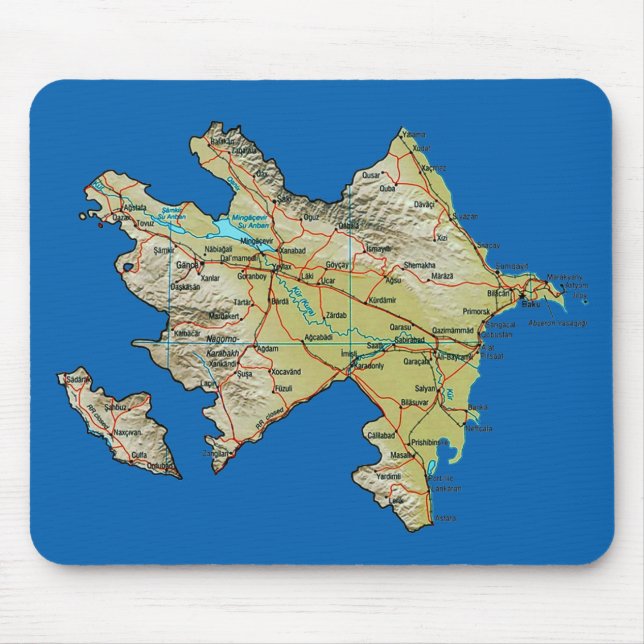 Tapis De Souris Carte Mousepad de l'Azerbaïdjan (Devant)