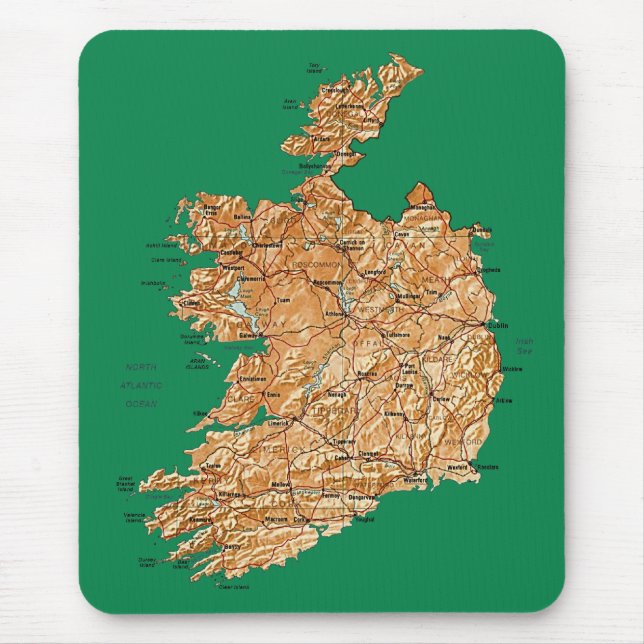 Tapis De Souris Carte Mousepad de l'Irlande (Devant)