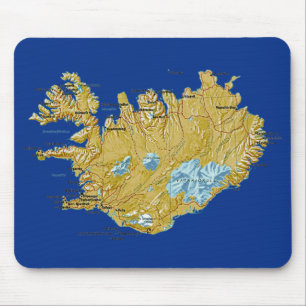 Tapis De Souris Carte Mousepad de l'Islande