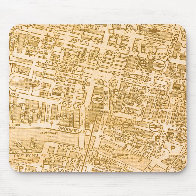 Tapis De Souris Carte Mousepad de ville de Glasgow (Devant)