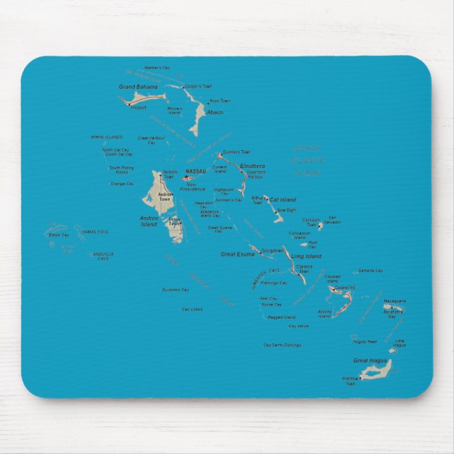 Tapis De Souris Carte Mousepad des Bahamas (Devant)