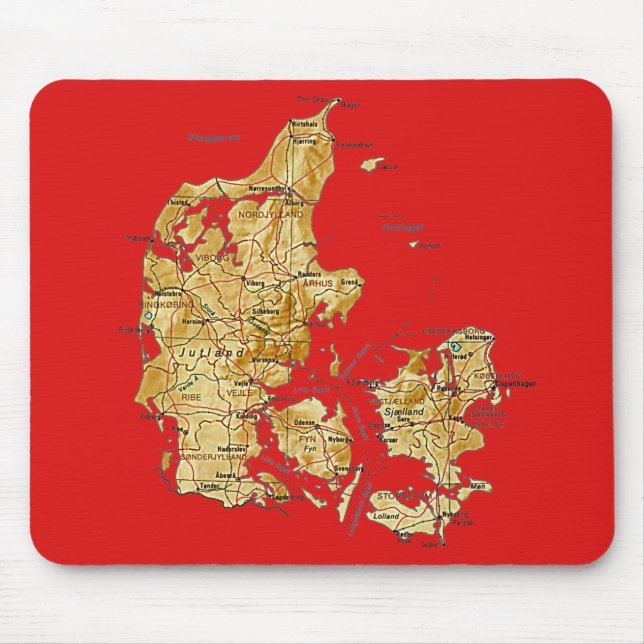 Tapis De Souris Carte Mousepad du Danemark (Devant)