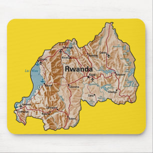 Tapis De Souris Carte Mousepad du Rwanda