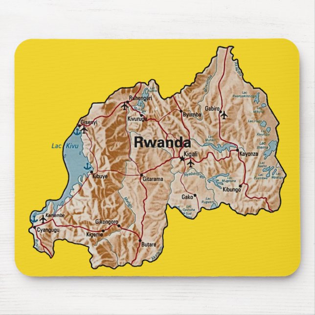 Tapis De Souris Carte Mousepad du Rwanda (Devant)