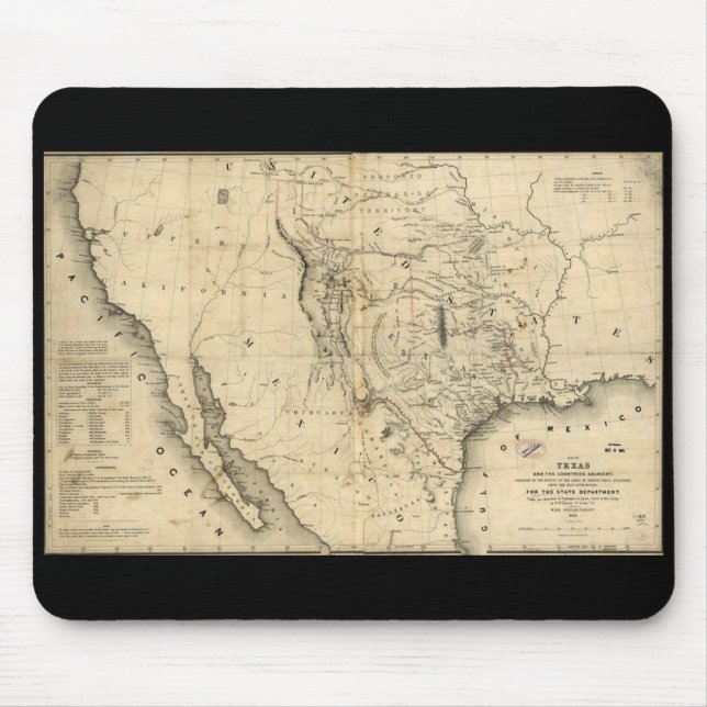 Tapis De Souris Carte Mousepad du Texas (Devant)