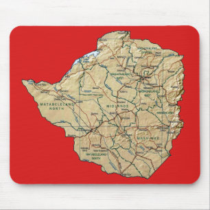 Tapis De Souris Carte Mousepad du Zimbabwe