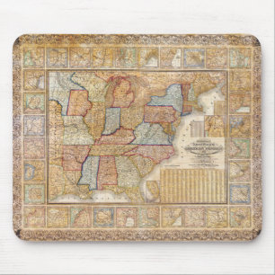 Tapis De Souris Carte murale 1845 de Samuel Mitchell des