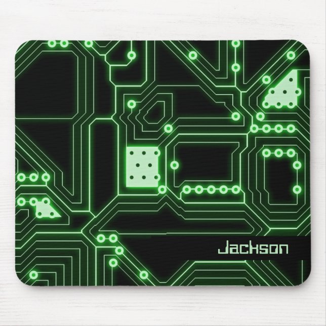 Tapis De Souris Carte Neon Green Circuit | Personnalisé (Devant)